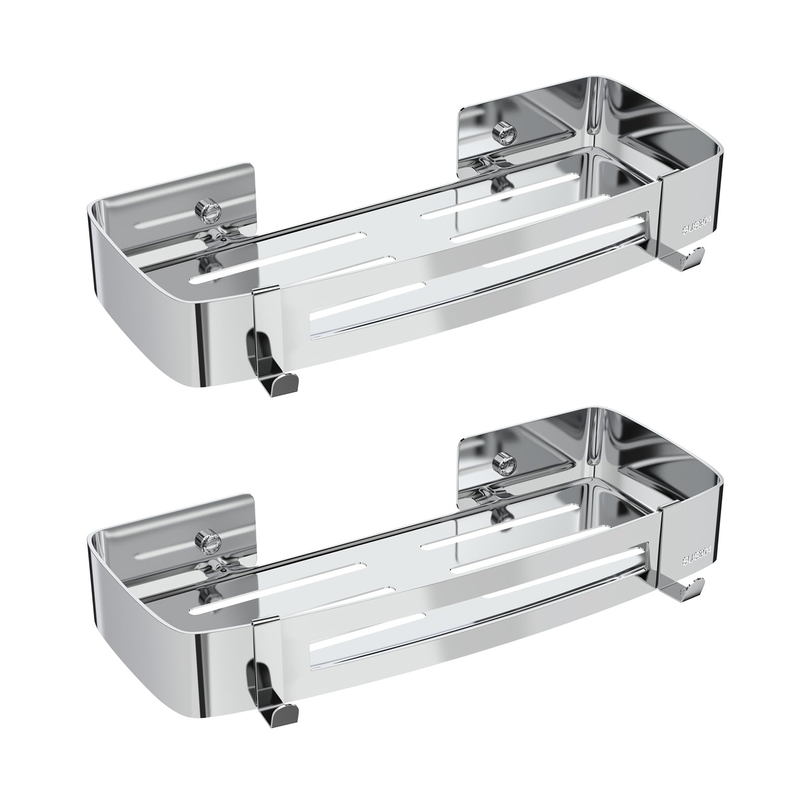 Strength Enemy Shower Caddy – 304 Stainless Steel No-Drill Shelf (2 Pack)