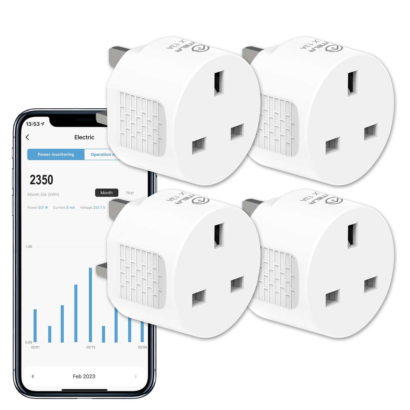 ANTELA Smart Plug with Energy Monitoring, WiFi Alexa Compatible (4 Pack)