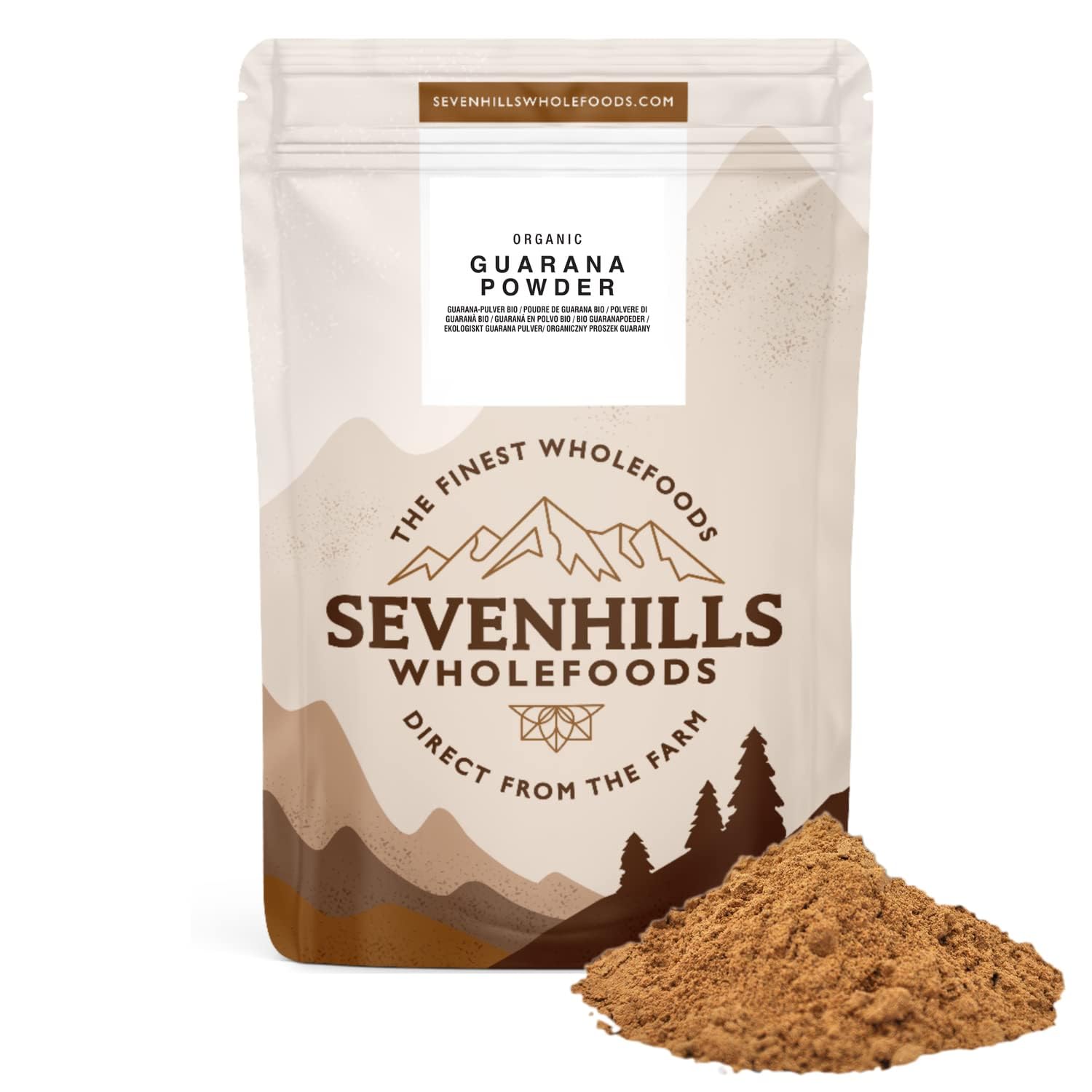 Sevenhills Wholefoods Organic Raw Guarana Powder - 500g Natural Energy