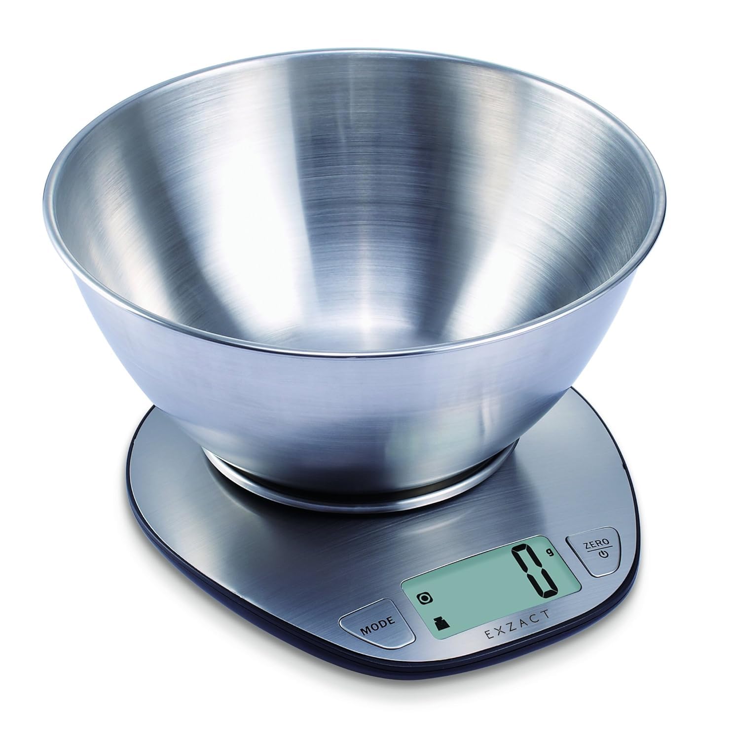 Exzact Digital Kitchen Scale with Stainless Steel Mixing Bowl | 5kg Capacity