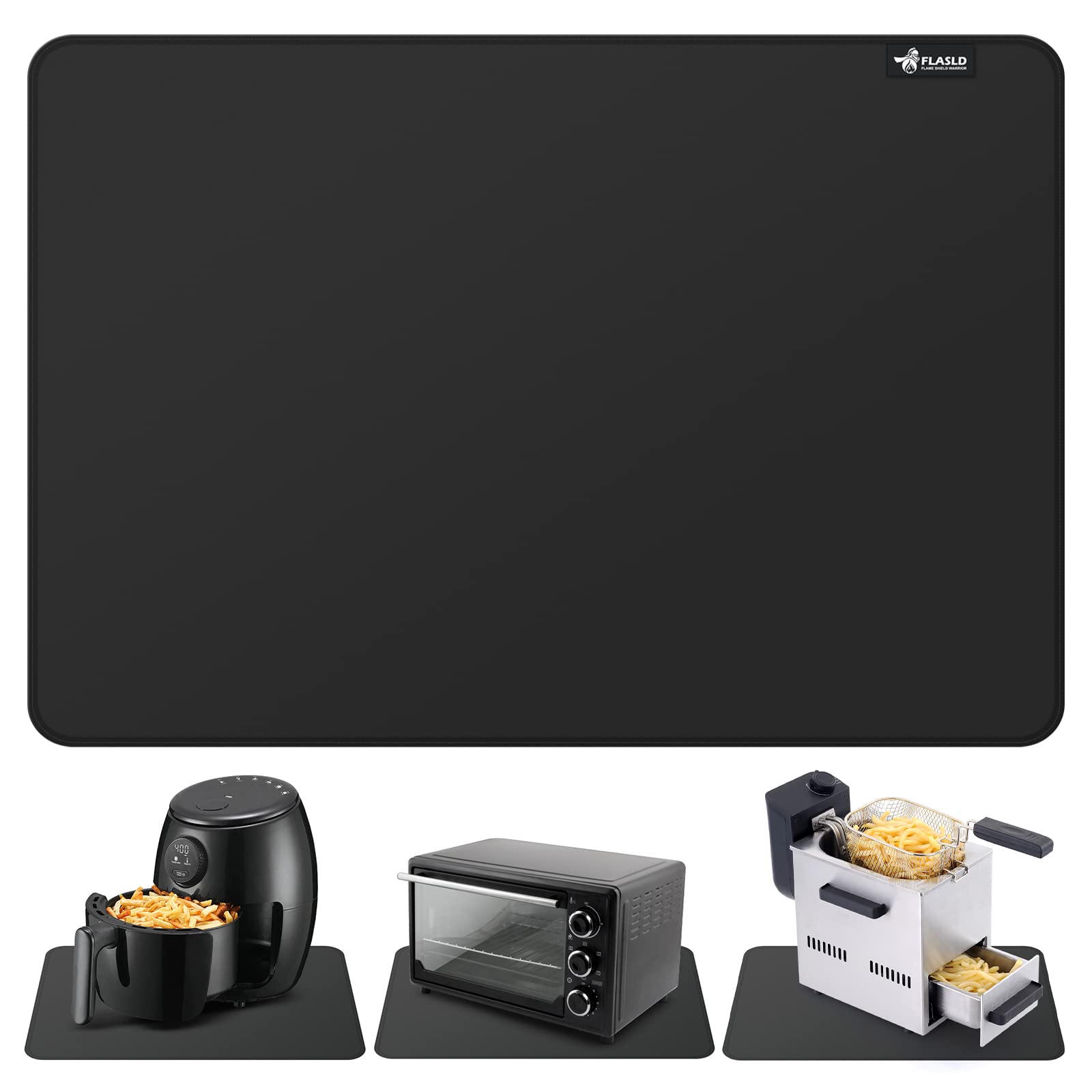 FLASLD Heat Resistant Air Fryer Mat – Fireproof Silicone Countertop Protector