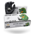TG Tough Glove Gator Gripz Black Nitrile Gloves - Diamond Texture - 50ct