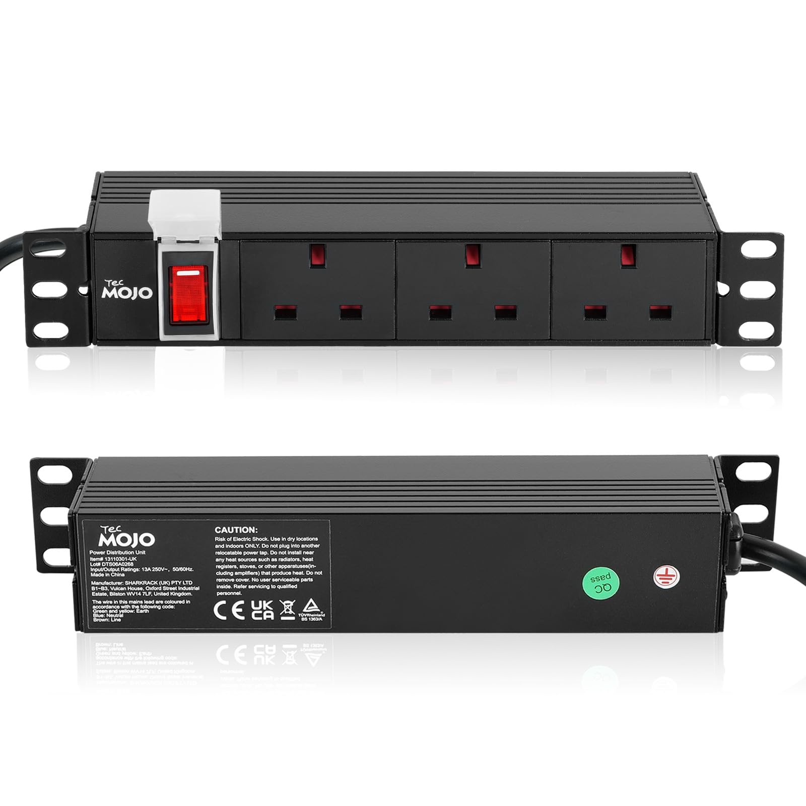 Tecmojo 3-Way Rack Mount PDU | 13A Switched Power Distribution Unit