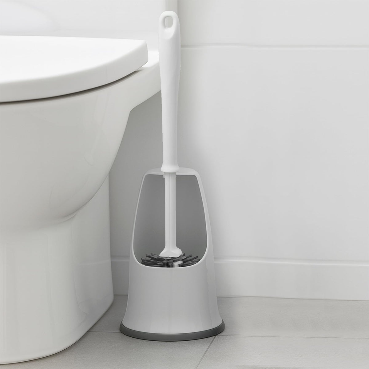 The Home Valet Company Silicone Under-Rim Toilet Brush Set with Holder, Grey - image 4