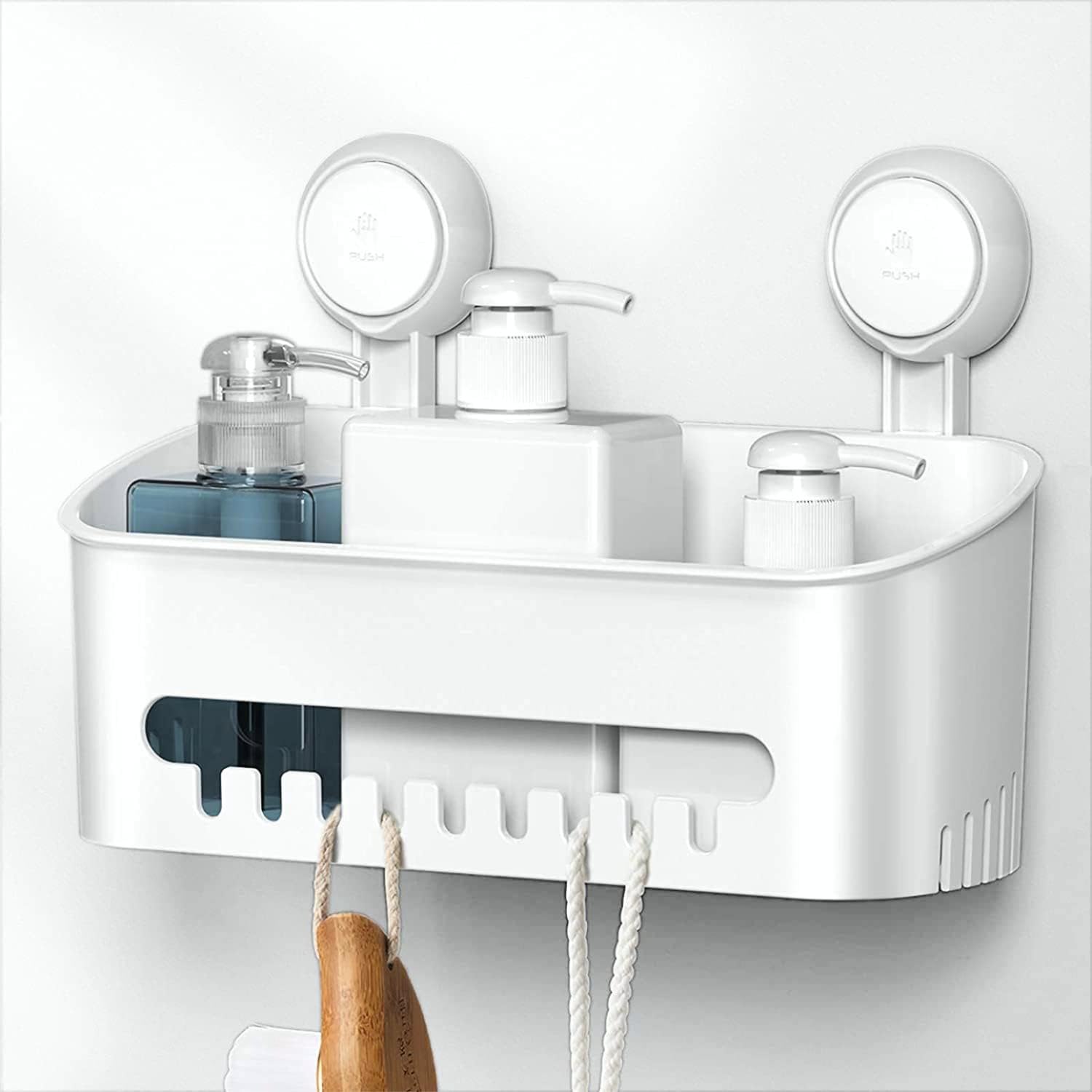 Ulinek Suction Cup Shower Caddy – No-Drill Plastic Bathroom Storage Rack