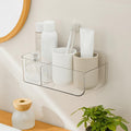 Poeland Clear Wall Mount Storage Organizer | 3-Compartment Adhesive Bin