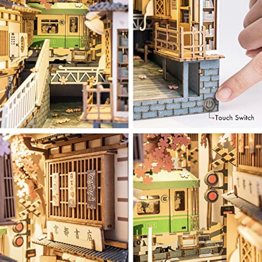 Robotime Sakura Densya DIY Wooden Book Nook Kit – Miniature Dollhouse