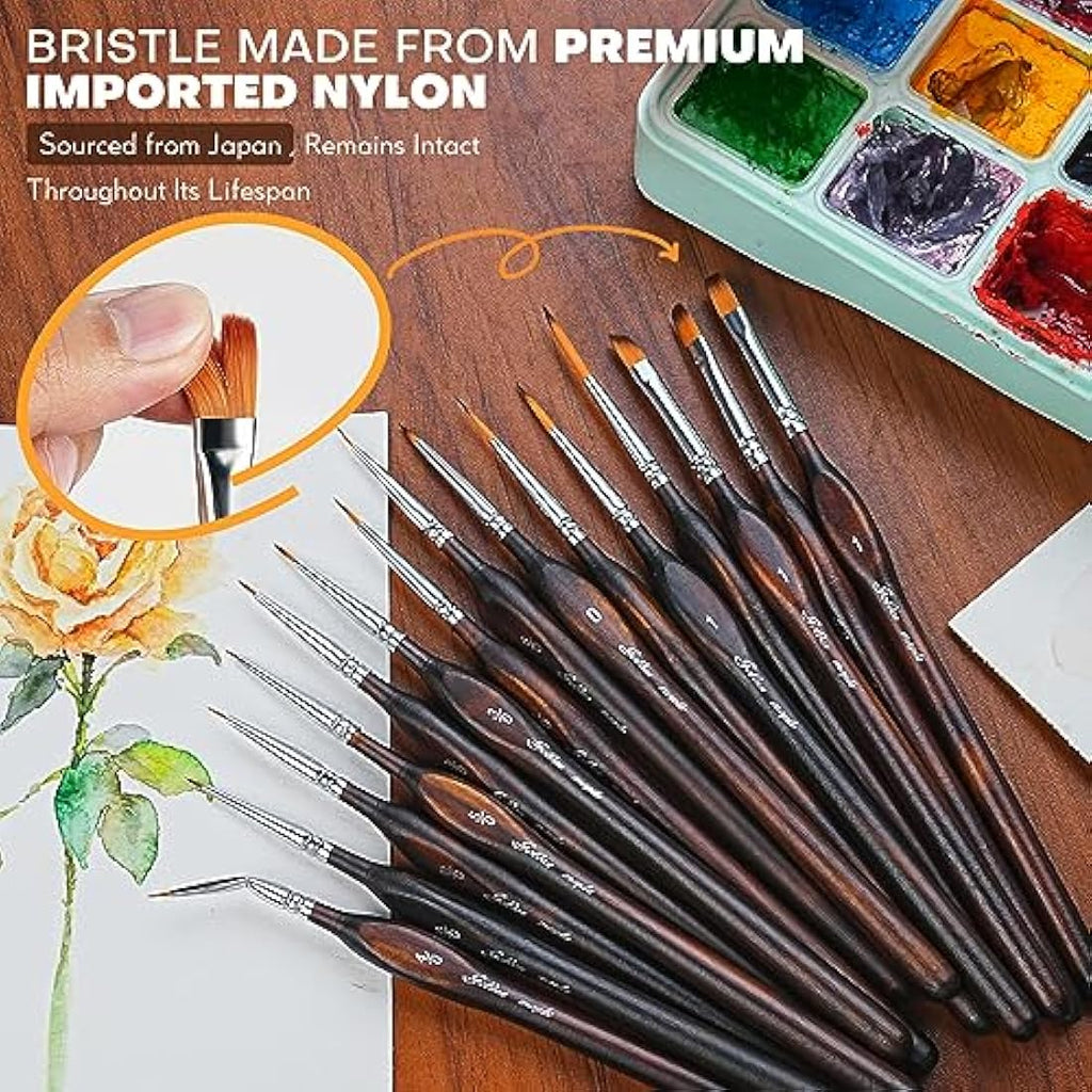 Golden Maple 18PCS Miniature Detail Paint Brush Set – Cocoa Brown