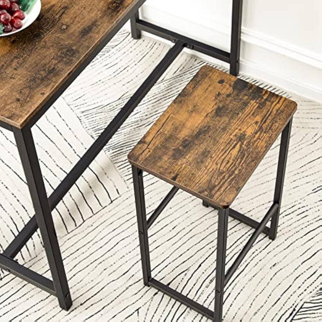 HOOBRO Industrial Bar Stools Set of 2 – Rustic Brown and Black Steel