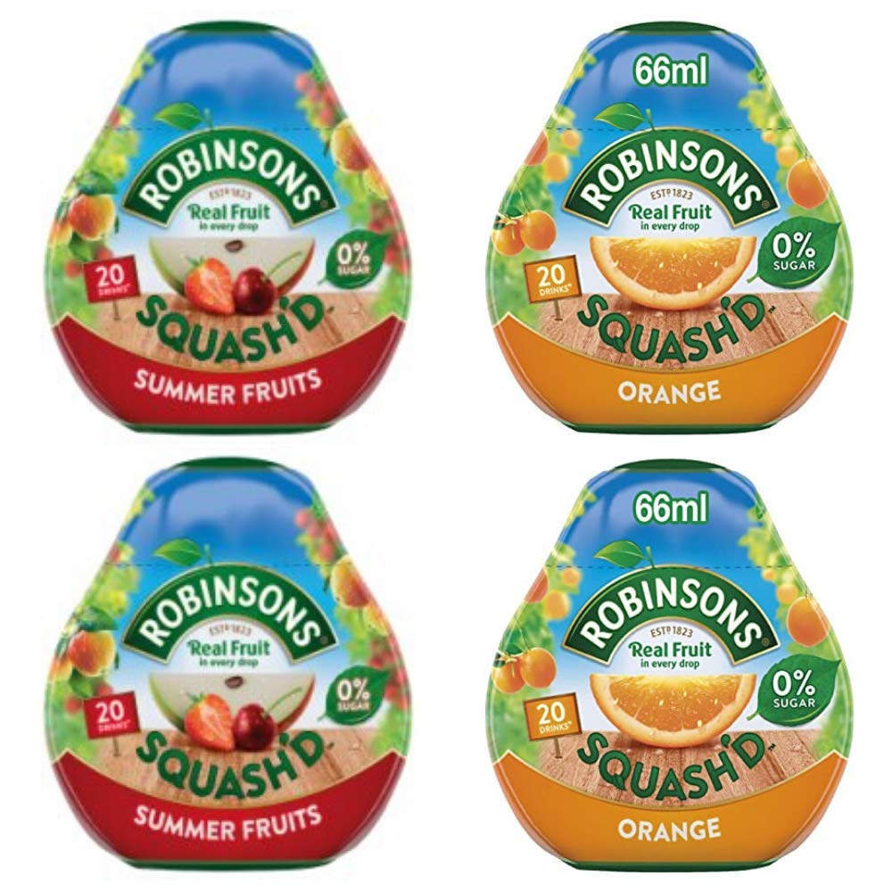 Robinsons Squash'd 4-Pack | Orange & Summer Fruits | Sugar Free