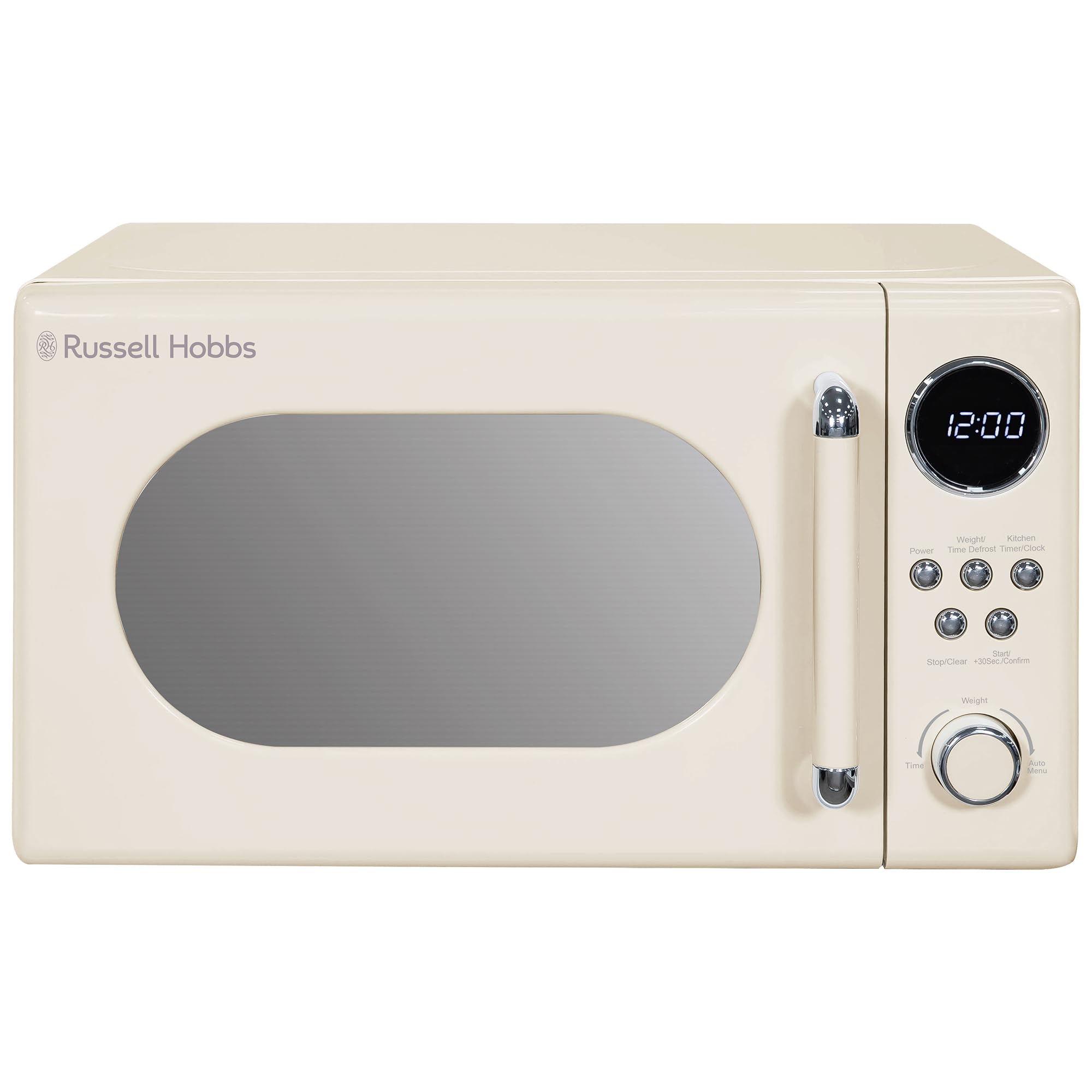 Russell Hobbs Retro Digital Microwave – 20L, 800W, Cream Mirror Finish