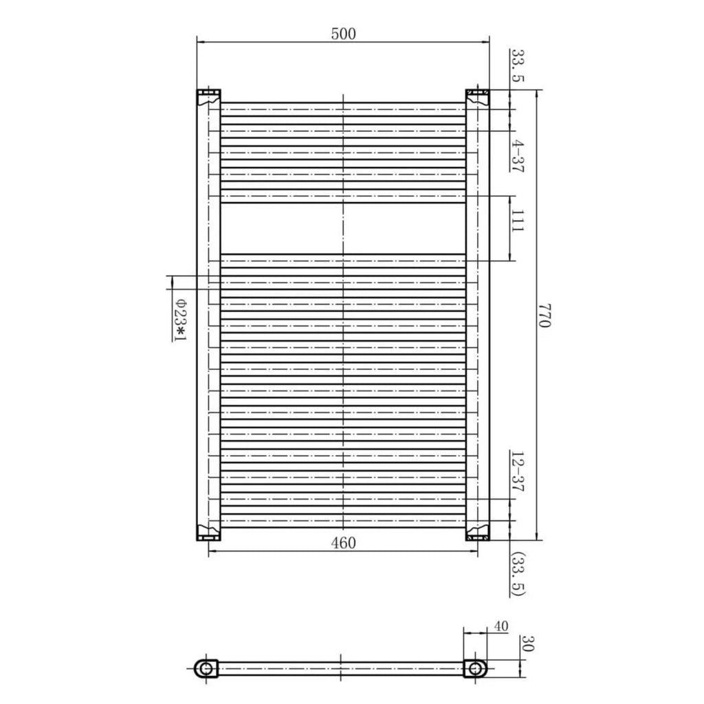 Newark Anthracite Electric Heated Towel Rail Wall Mounted Slim Ladder Design Bathroom Radiator - 770mm x 500mm