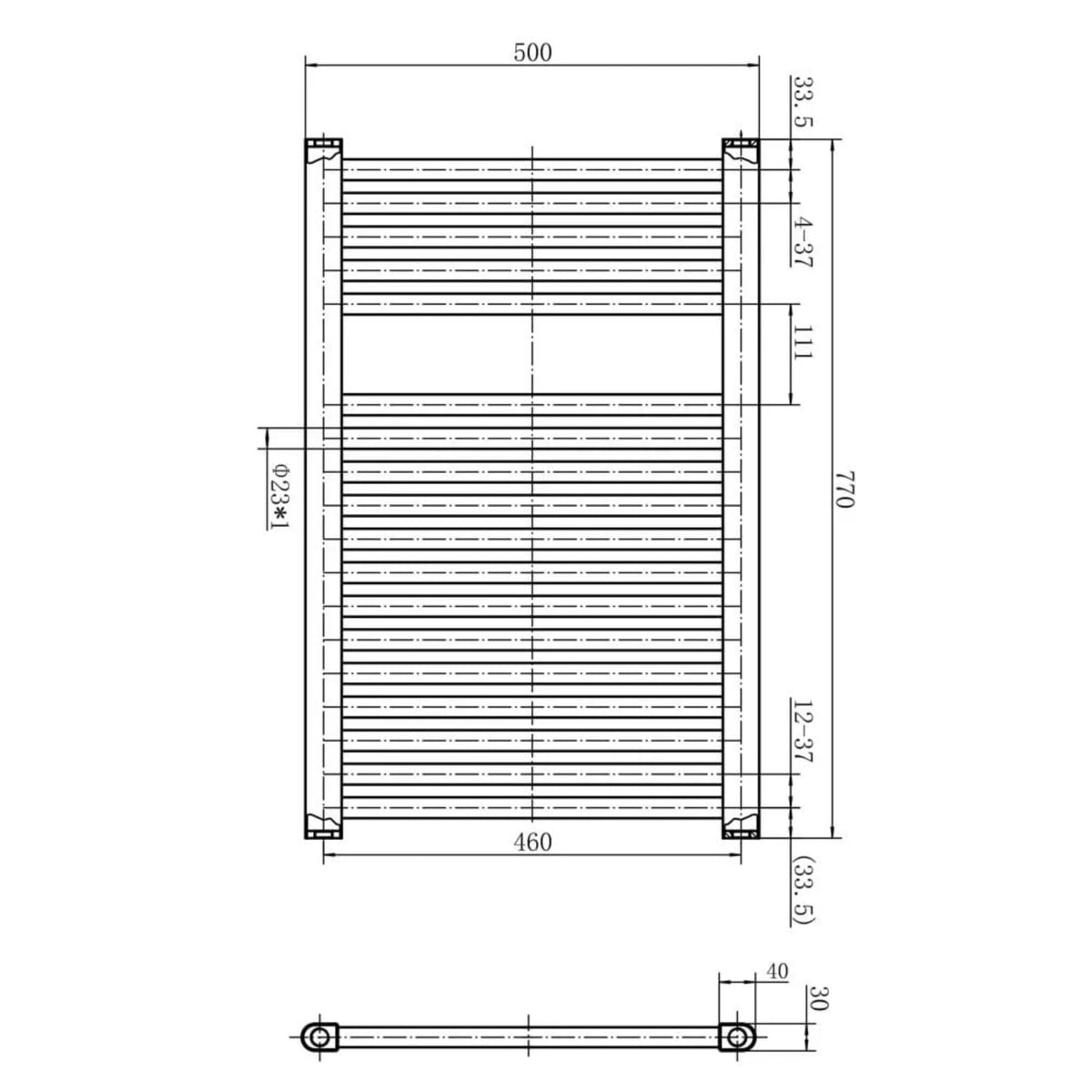 Newark Anthracite Electric Heated Towel Rail Wall Mounted Slim Ladder Design Bathroom Radiator - 770mm x 500mm