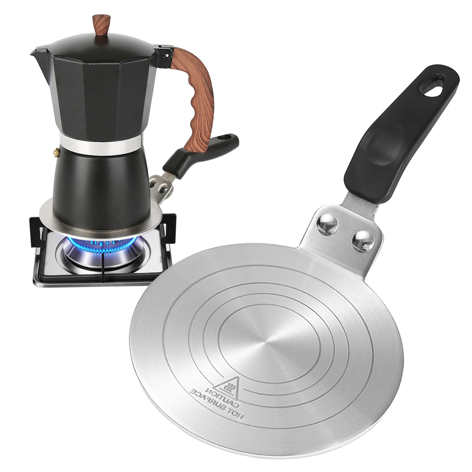 DONJIM 5" Induction Adapter Plate – Stainless Steel Moka Pot Converter