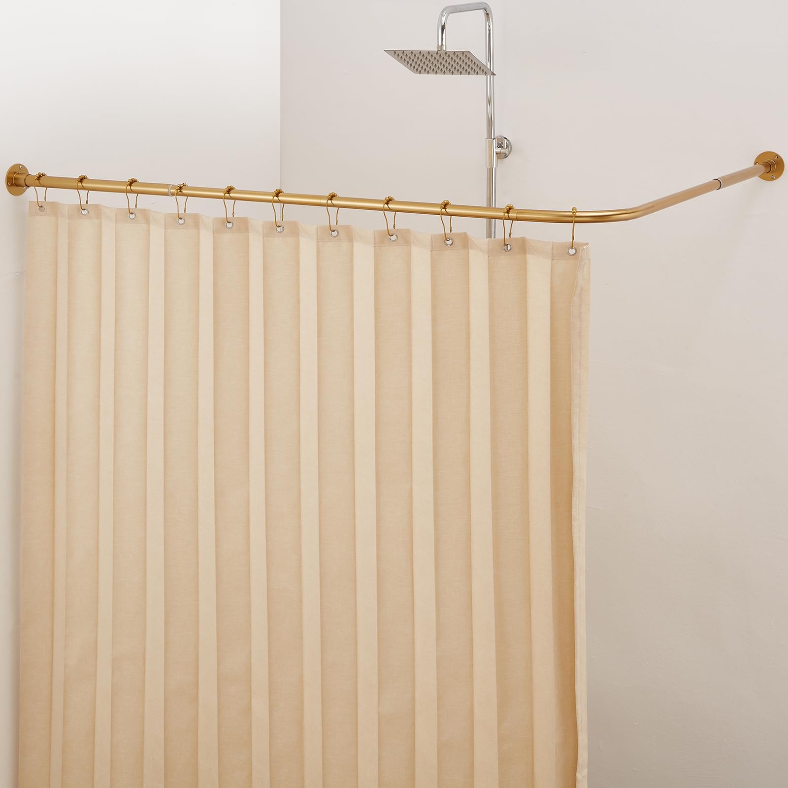 Crkmire L-Shaped Corner Shower Curtain Rod – Gold Stainless Steel