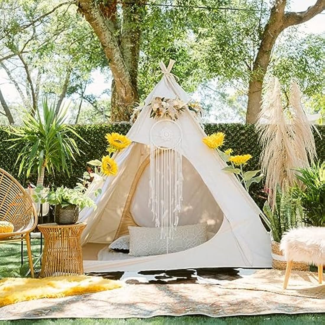 2-Person Cotton Canvas Pyramid Teepee Camping Tent