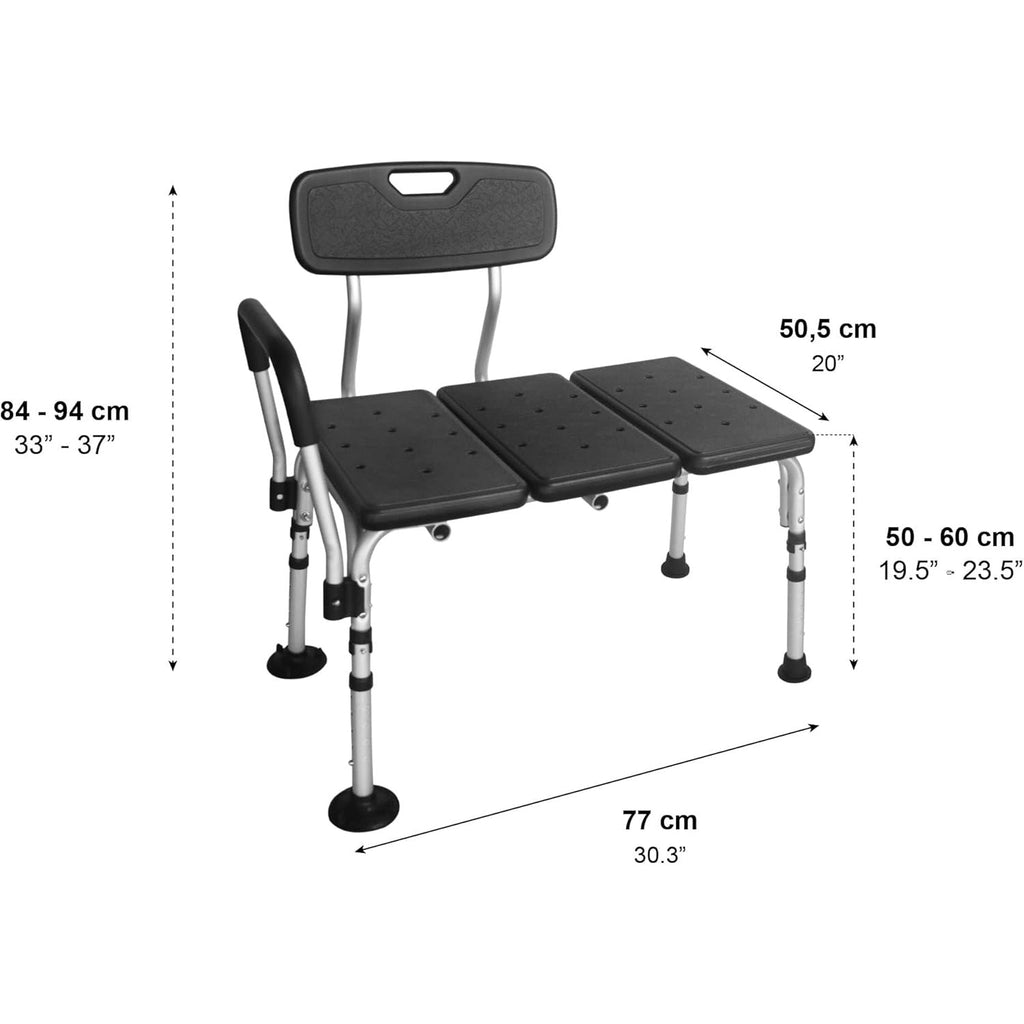 PEPE Bath Transfer Bench – Non-Slip Shower Chair with Padded Armrest