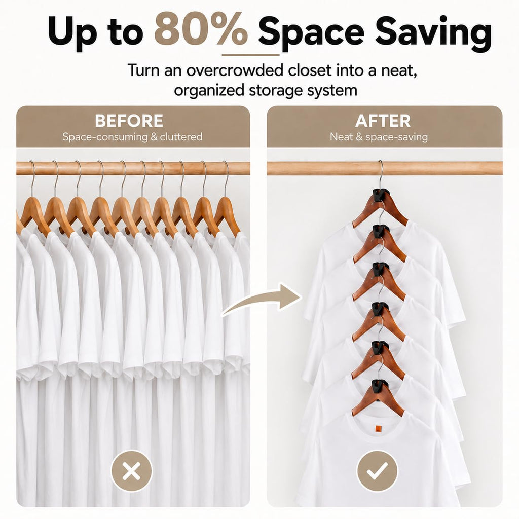 HOUSE DAY Space Saving Hangers 20 Pack, Smart Hangers for Clothes, Black