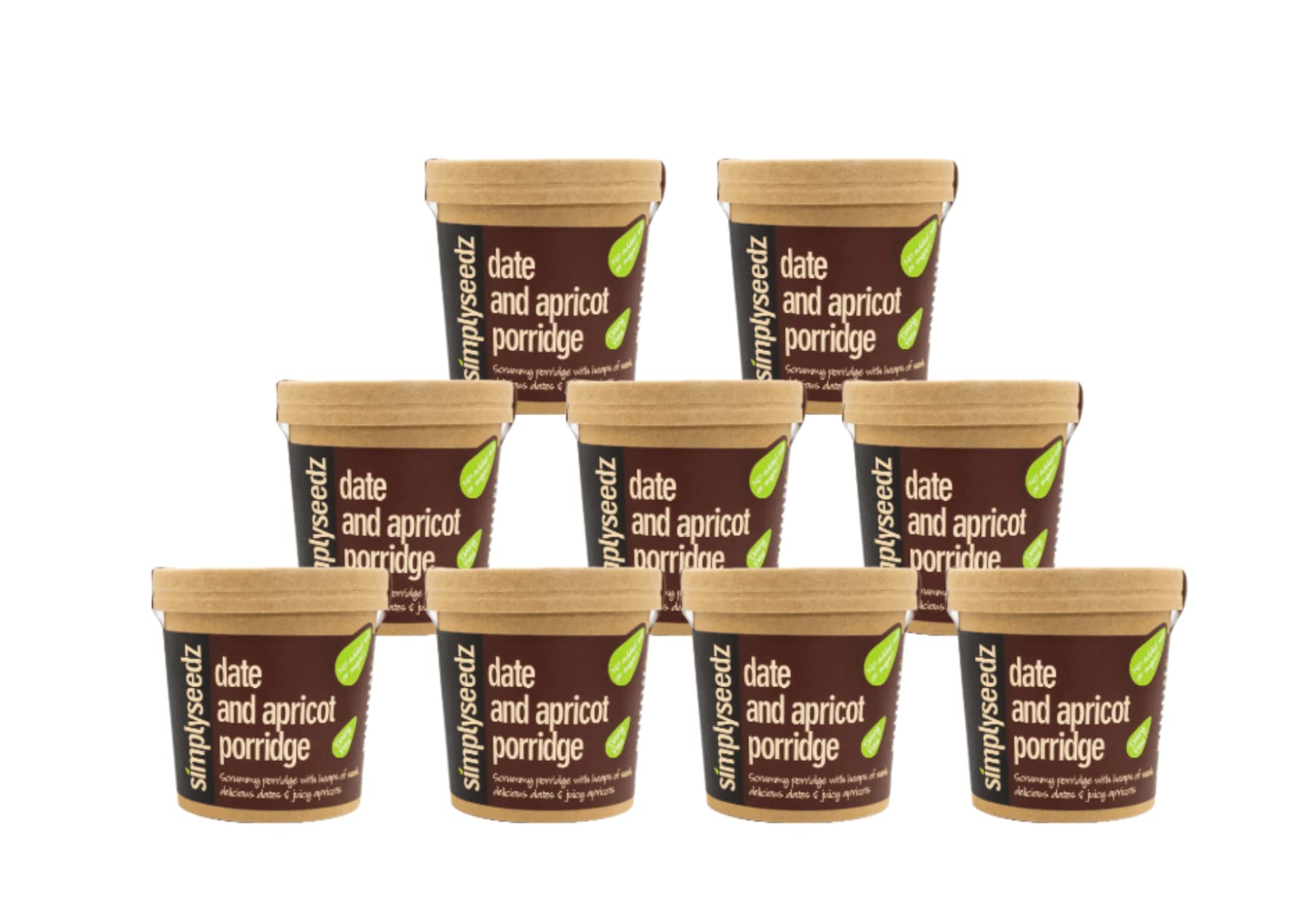 Simplyseedz Jumbo Oats Porridge Pot Date & Apricot - 9 Pack (60g)