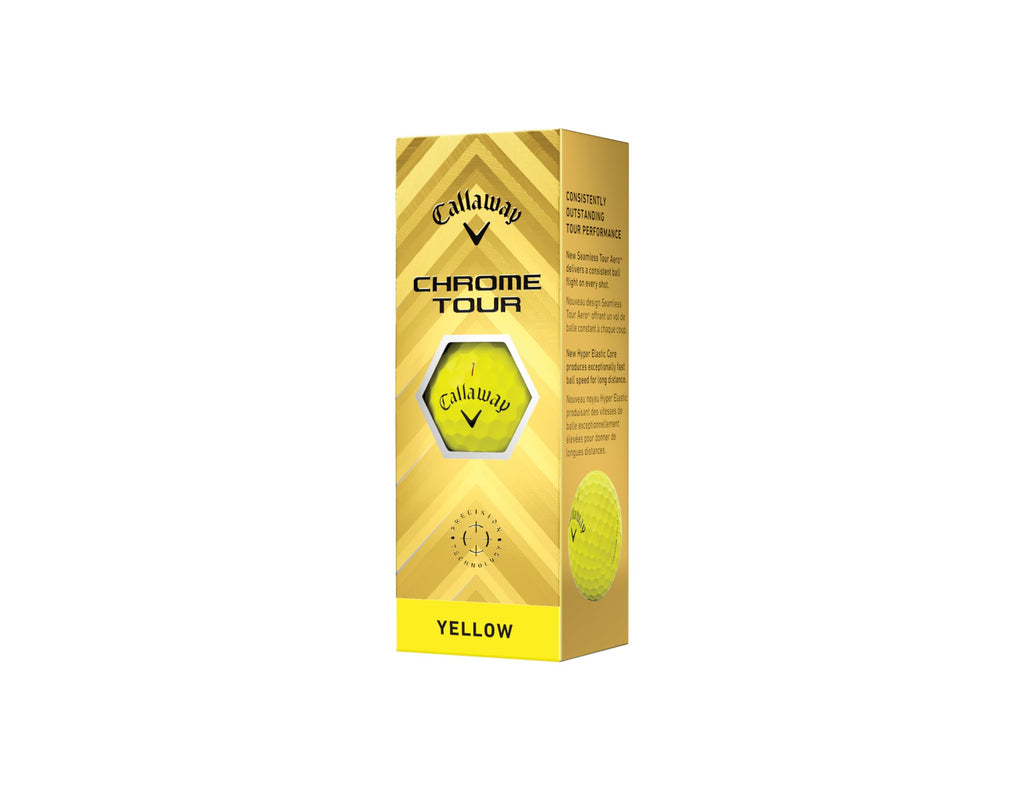 Callaway Chrome Tour 2024 Premium Golf Balls - Yellow, 12-Pack