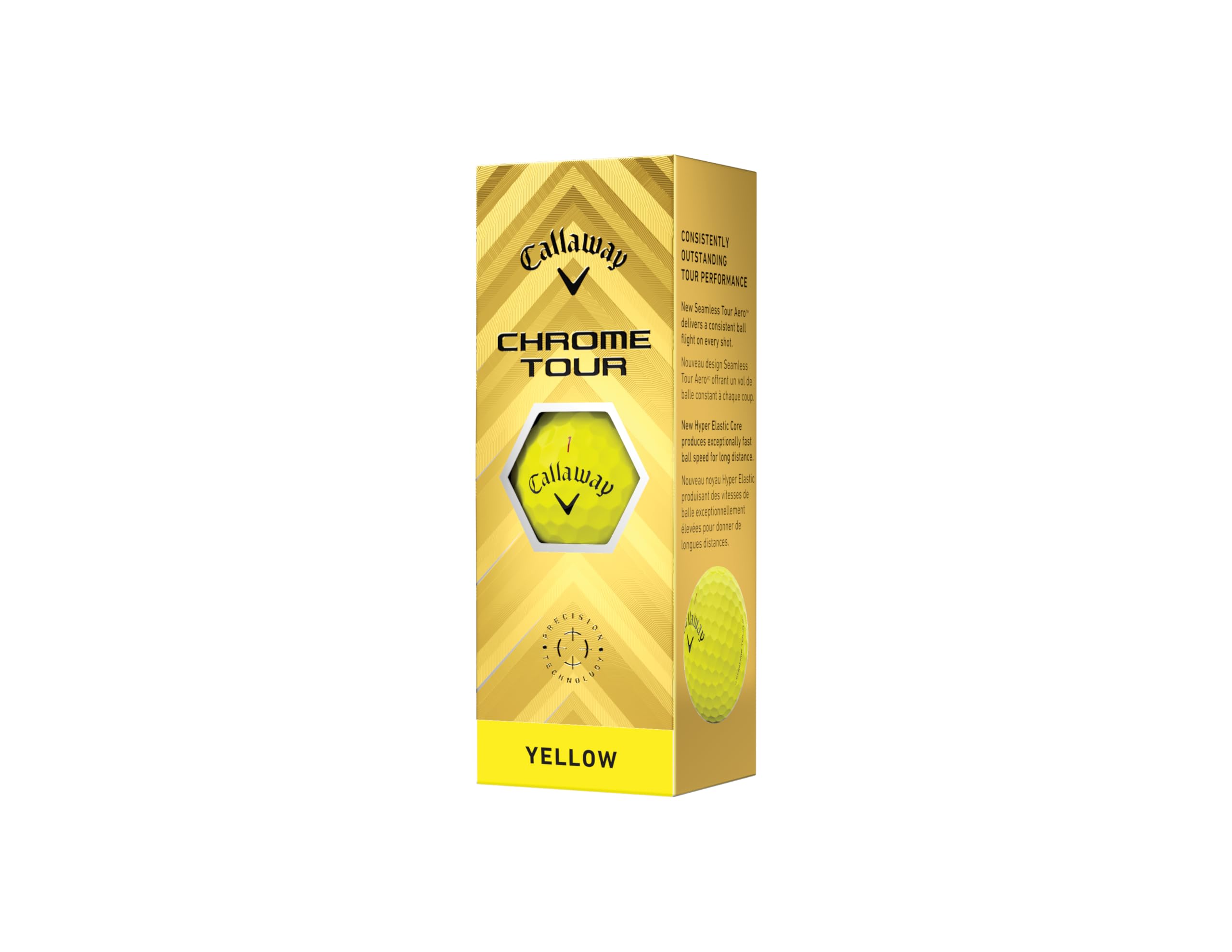Callaway Chrome Tour 2024 Premium Golf Balls - Yellow, 12-Pack