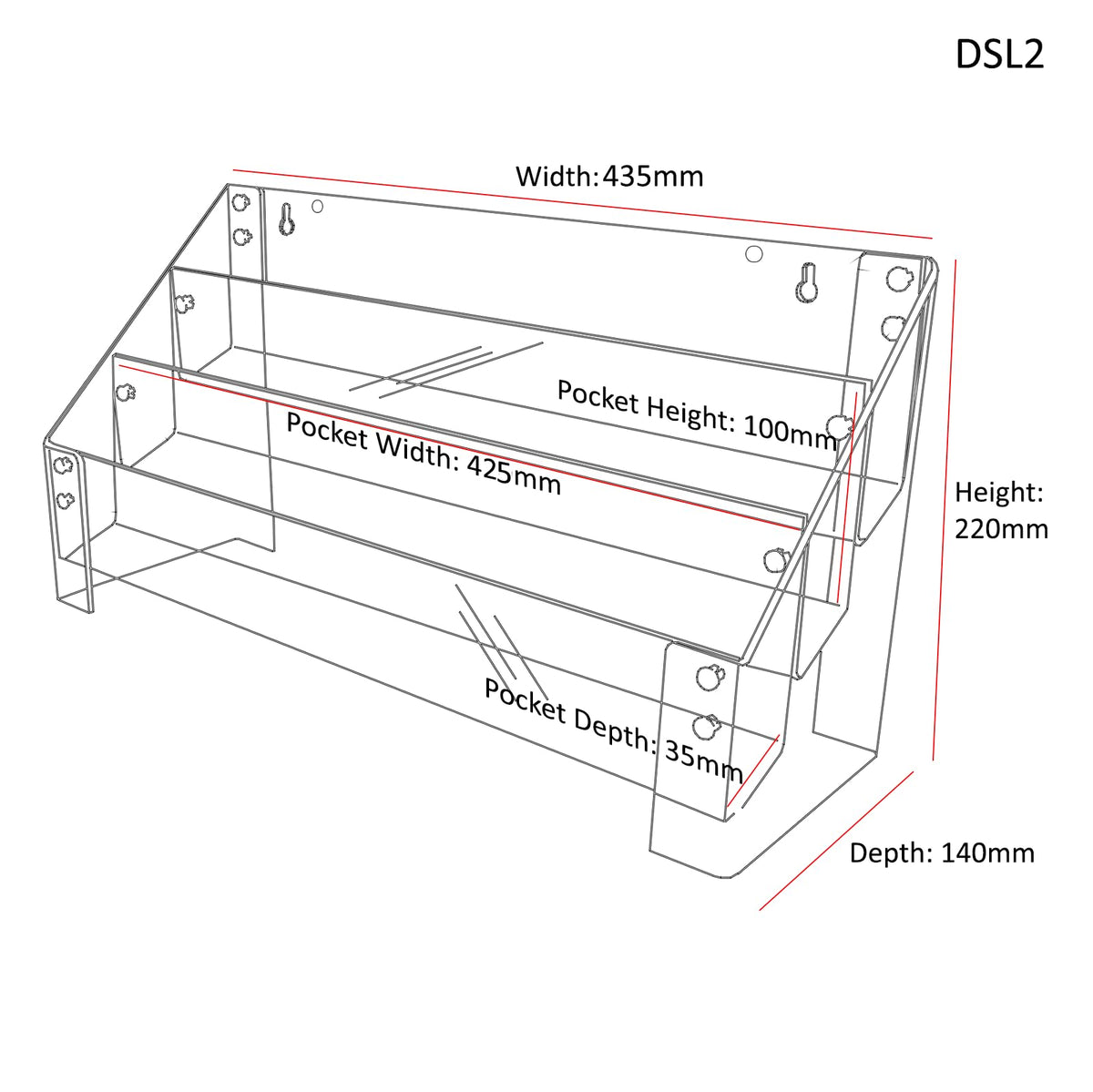 Greeting Card Rack - Universal Fit - 3 Tiers 420mm WidE DSL+ 420mm
