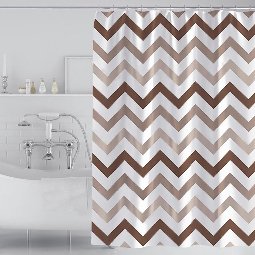 FSZhenZuan Shower Curtain 200x200cm Drop Water Repellent Shower Curtain with Hooks Washable Polyester Fabric Geometric Waves Decorative Bathroom