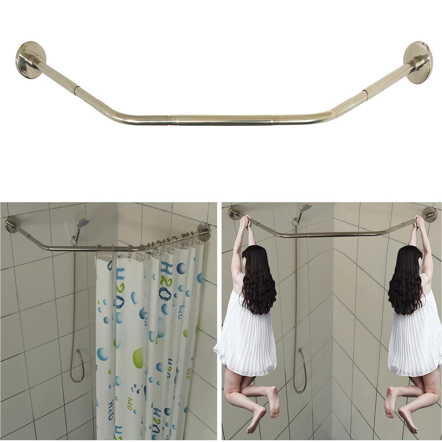 Sikaiqi L-Shaped Corner Shower Curtain Rod | 304 Stainless Steel