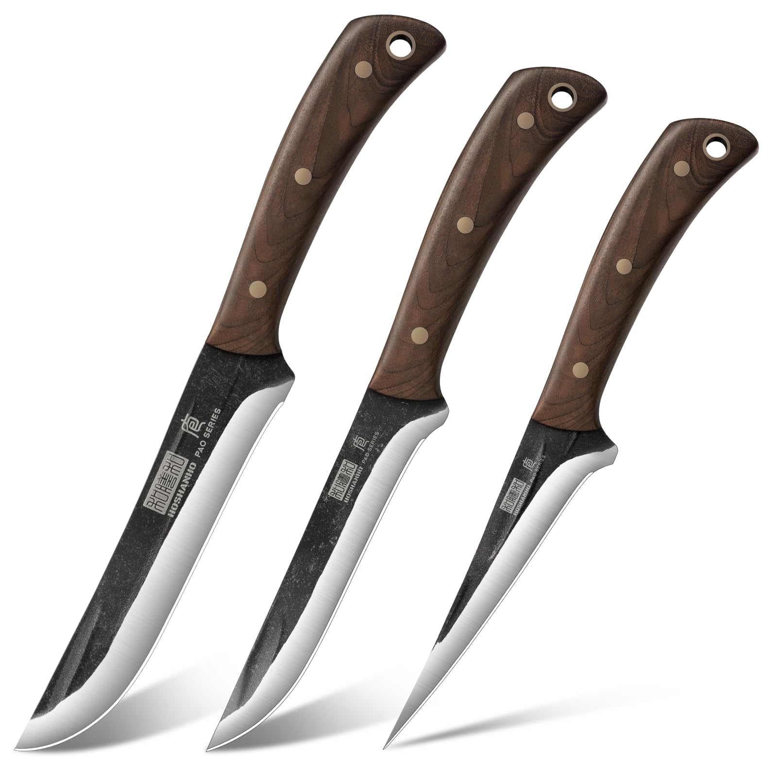 HOSHANHO 3-Piece Butcher Knife Set | Hand Forged High Carbon Steel