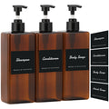 Segus 3-Piece 500ml Refillable Soap Dispenser Set with Labels – Amber