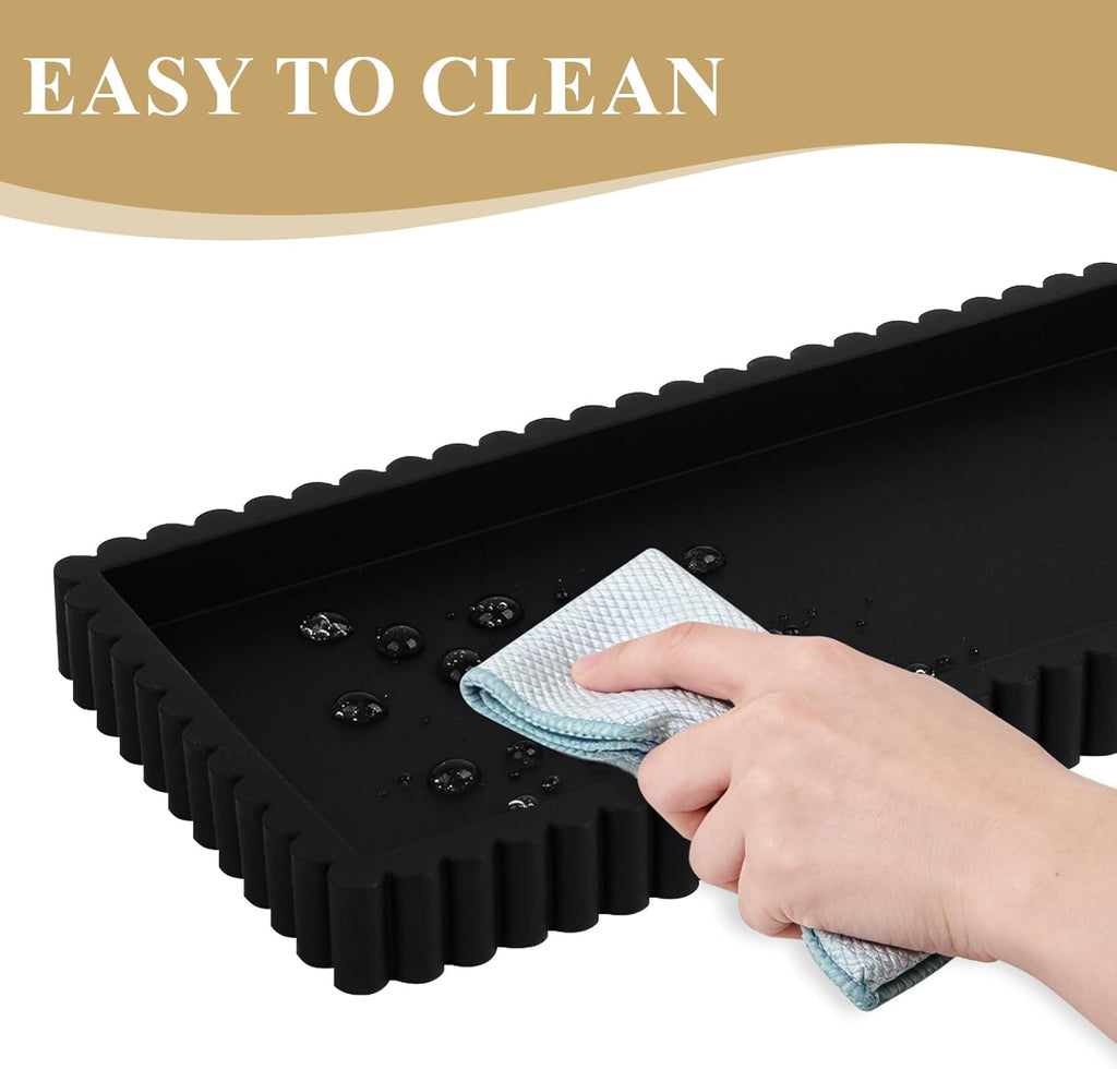 Silicone Bathroom Tray Small Vanity Organizer Rectangle Sink Caddy Sponge Holder Kitchen Counter Decor for Dish Soap, Perfume, Candle - image 4