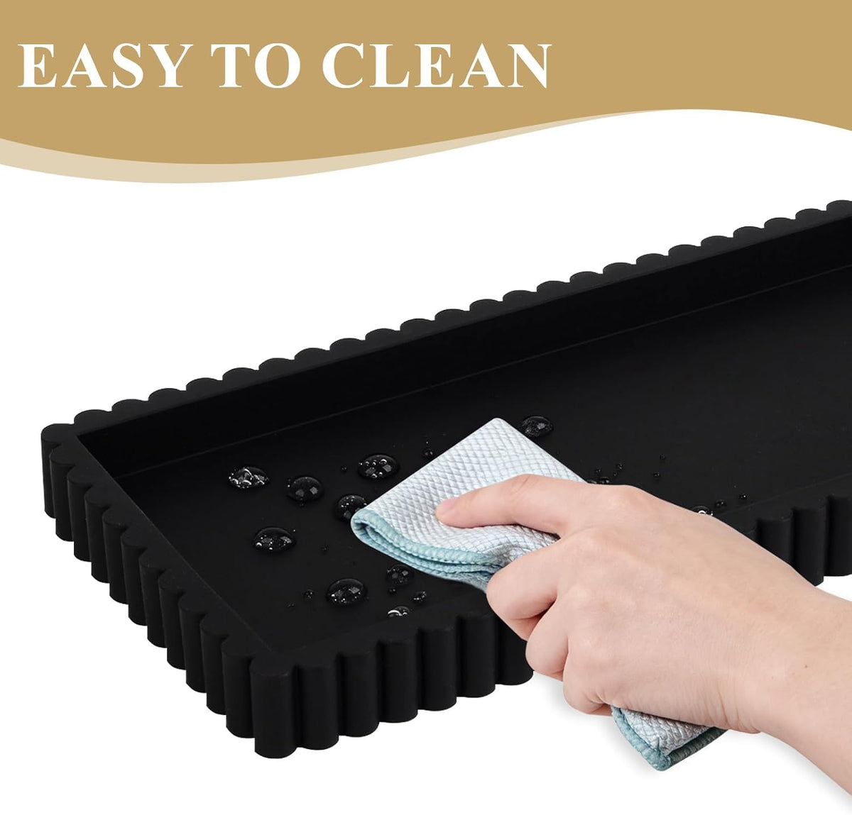 Silicone Bathroom Tray Small Vanity Organizer Rectangle Sink Caddy Sponge Holder Kitchen Counter Decor for Dish Soap, Perfume, Candle - image 4