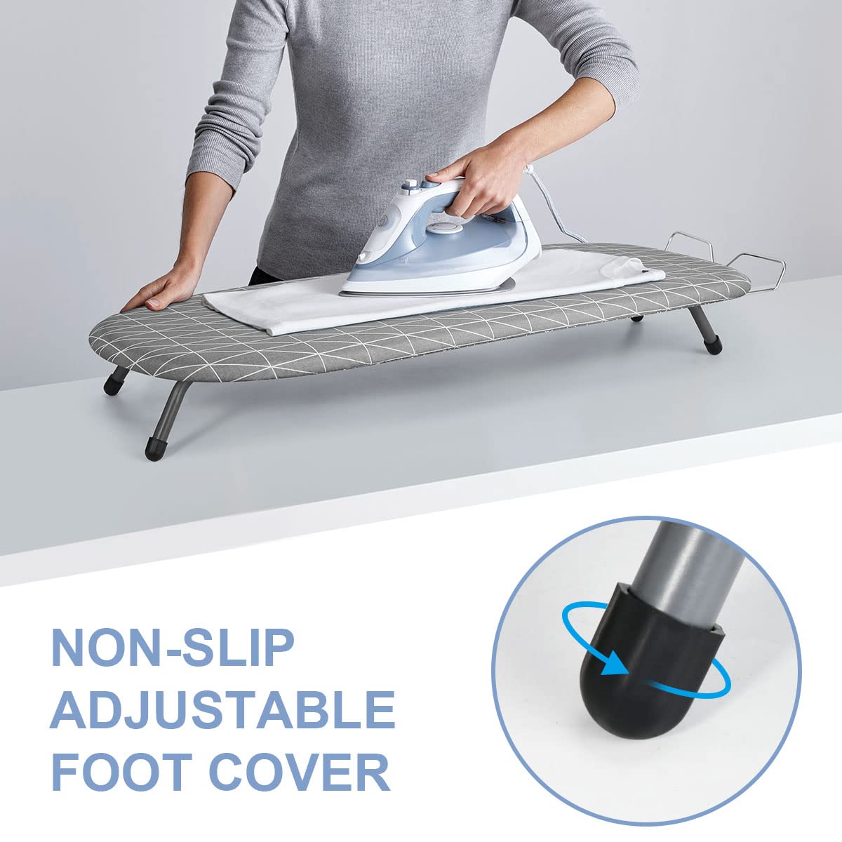 Johgee Tabletop Ironing Board – Foldable Compact Steam Iron Table with 2 Covers