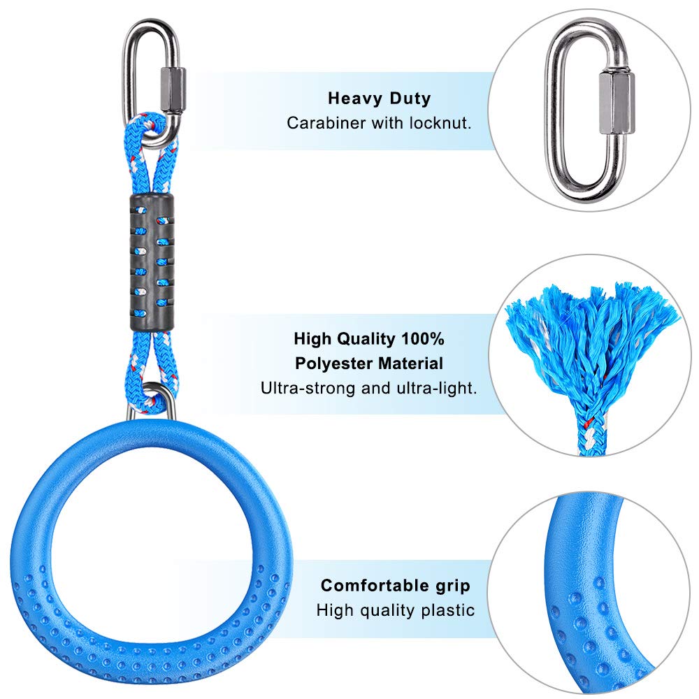 Dolibest 4-Pack Trapeze Rings | Blue Monkey Bar Grips for Swing Sets