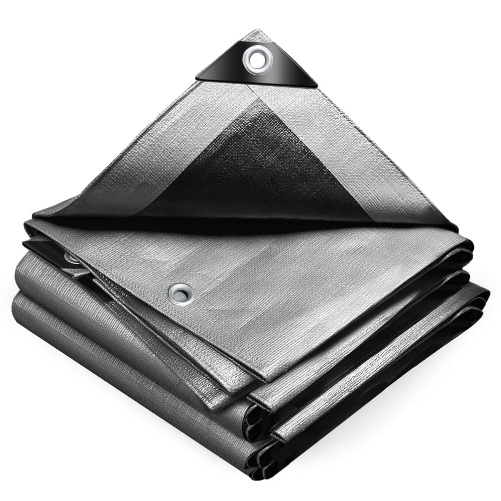 VOUNOT 4x6m Heavy Duty Tarpaulin | 240g/m² Waterproof Tarp - Grey