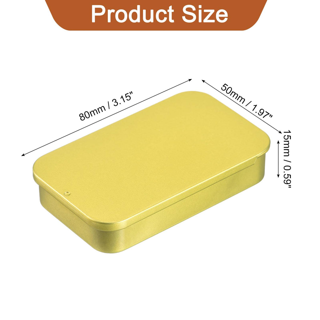 sourcing map 2 Pcs Metal Tin Box Container, 3.1x2x0.6 Inch Slide Top Tin Containers Empty Rectangular Storage Box Portable Mini Tin Case for Candy - image 2