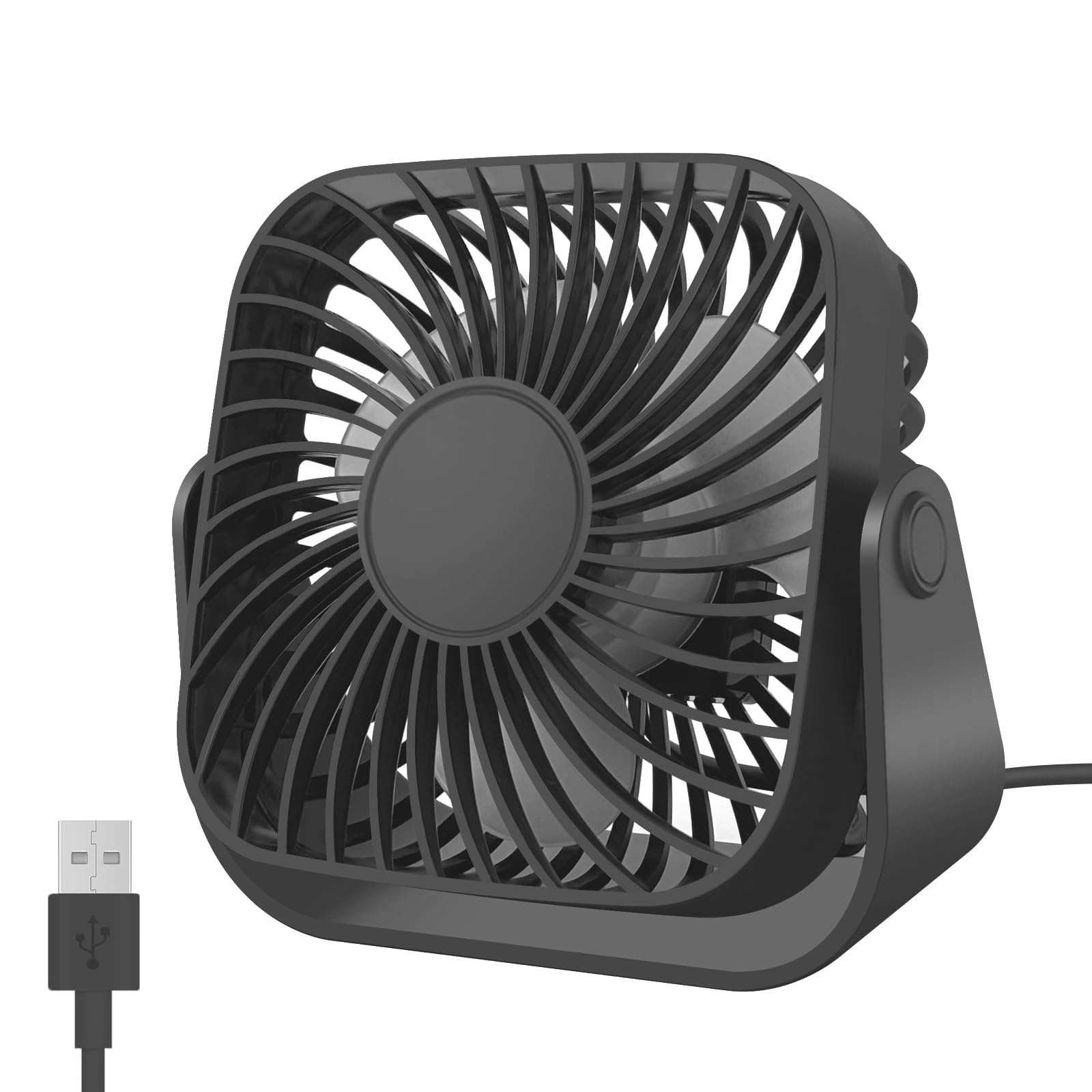 Jsdoin USB Desk Fan – 3-Speed Mini Portable Desktop Cooling Fan, Black