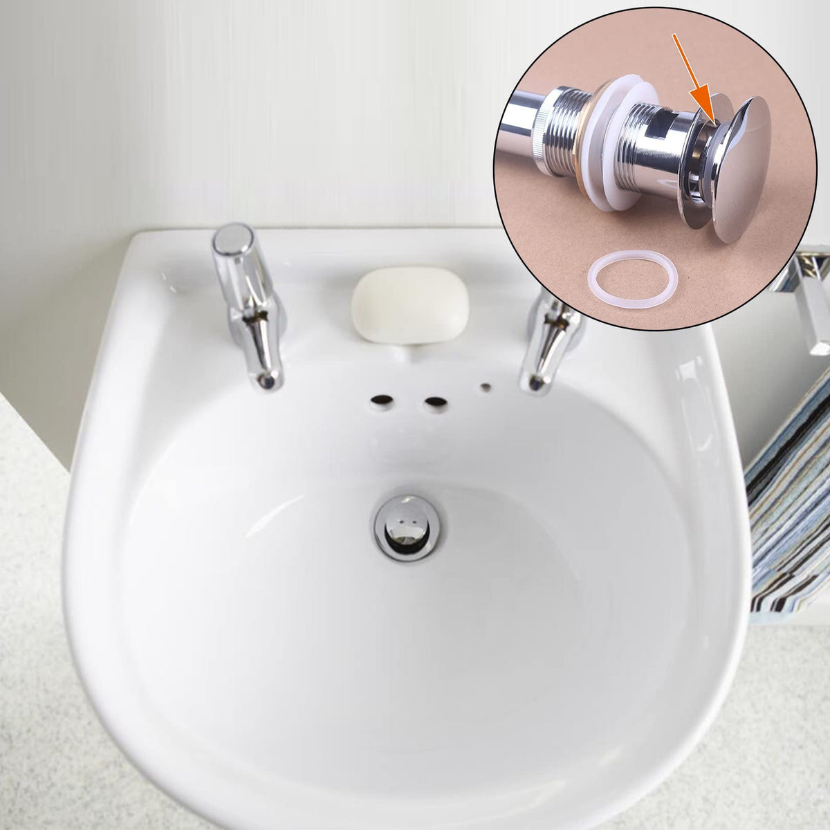 Sink Plug Rubber Seal,Bathroom Sink Drain Plug Stopper,2PCS,31/39mm - image 4