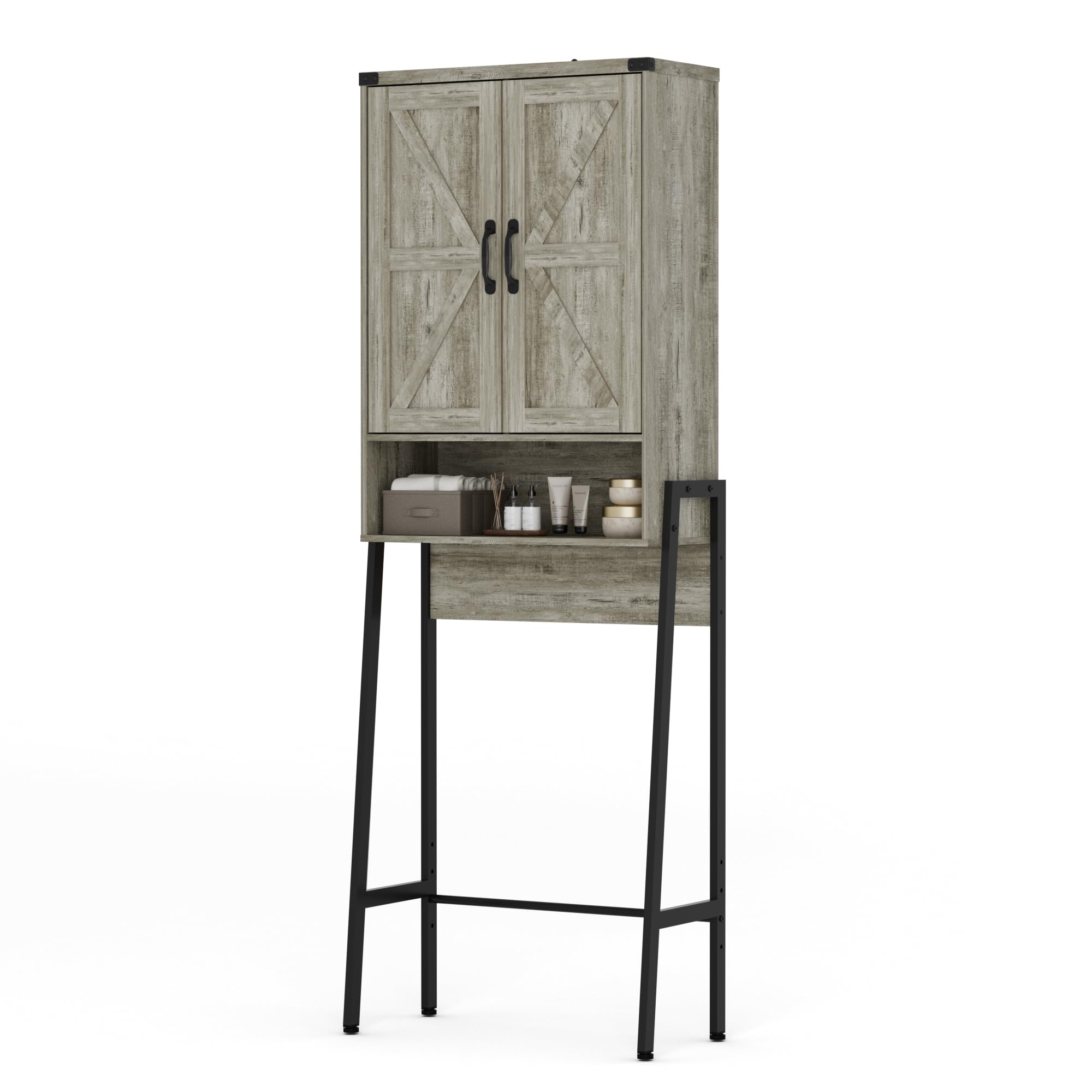 BonVache Over Toilet Storage Cabinet – Modern Grey Bathroom Organizer