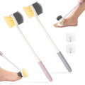 SHMSHNG Long Handle Foot Brush for Shower | 2-Pack Toe Gap Cleaning Brush