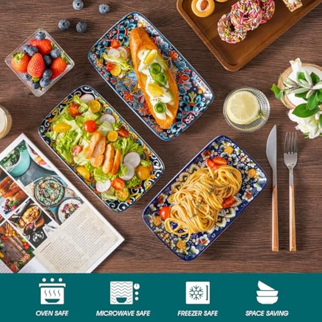 vancasso SIMI Porcelain Serving Platter Set - 8.5" Bohemian Sushi Plates