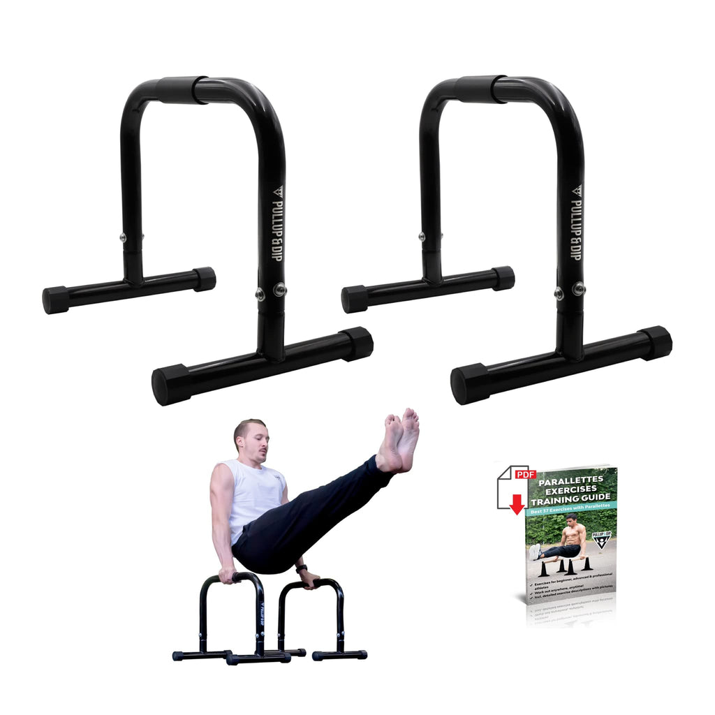 PULLUP & DIP Medium Parallettes – Steel Calisthenics Bars with Wide Grip