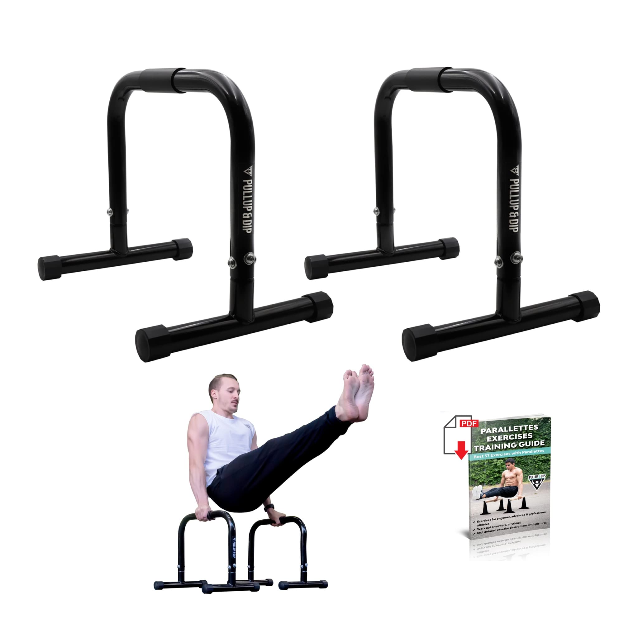 PULLUP & DIP Medium Parallettes – Steel Calisthenics Bars with Wide Grip