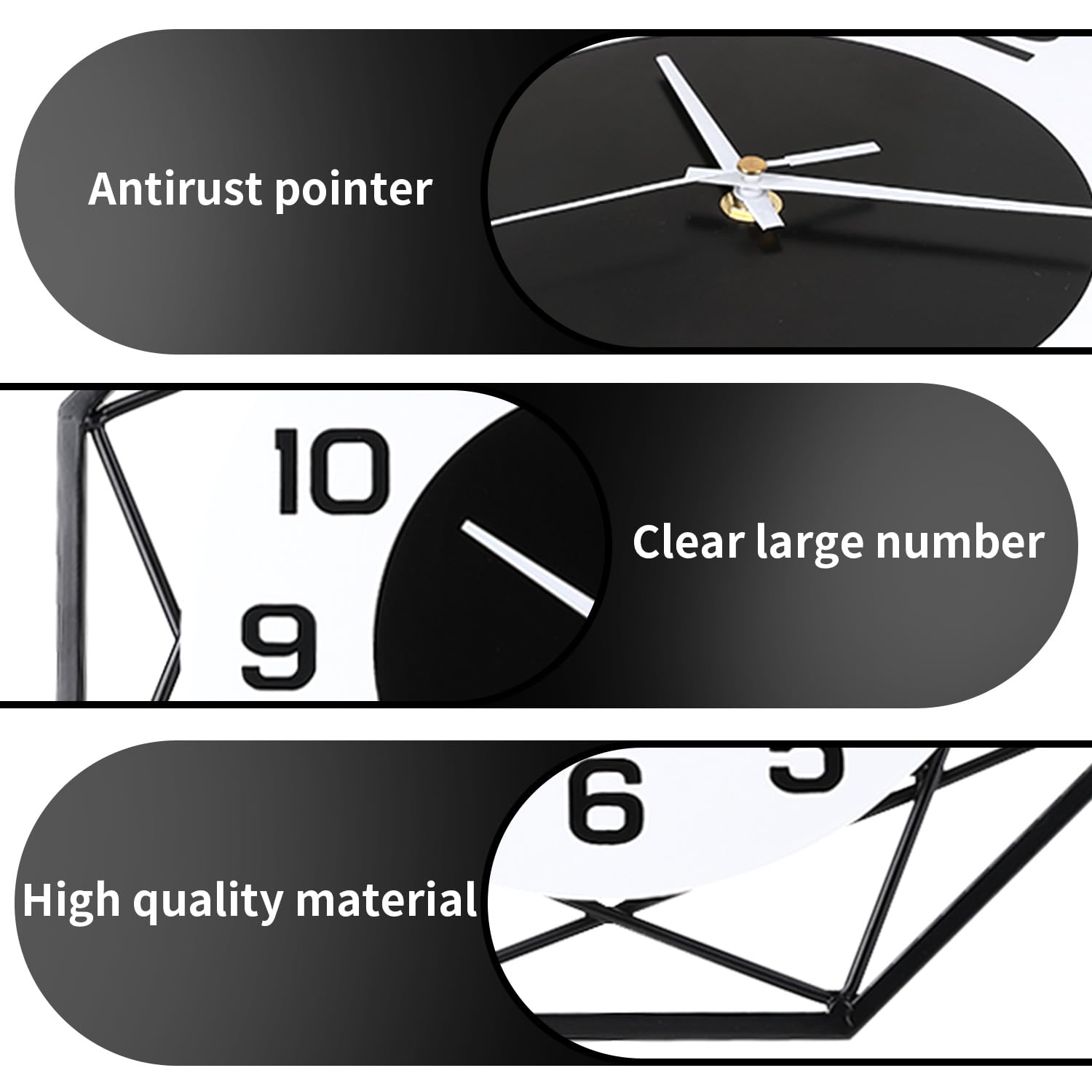 24 Inch Modern Metal Wall Clock – Silent Large Quartz Decor