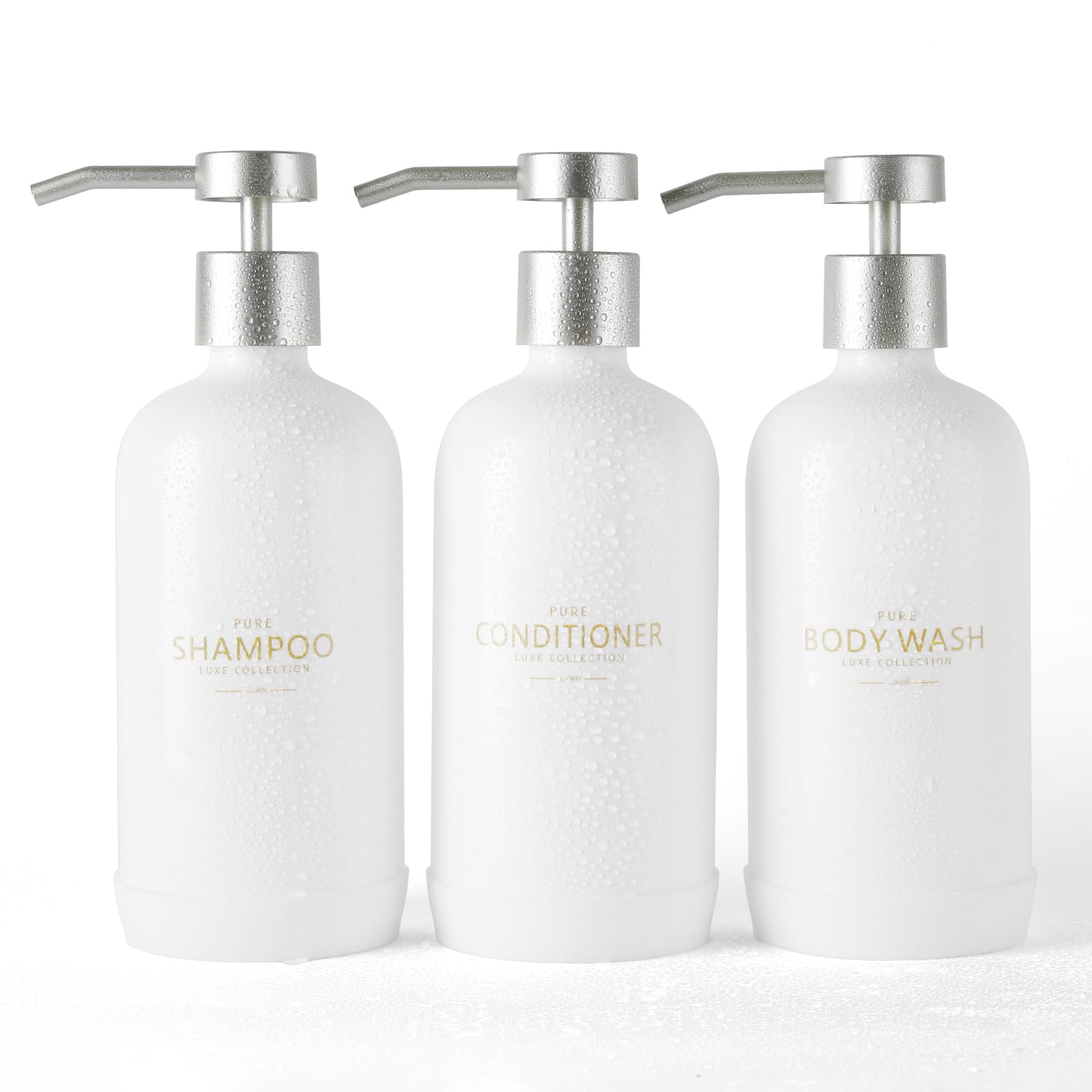 Janxin Shampoo and Conditioner Dispenser - 600ml Refillable Bottles | 3 Pack