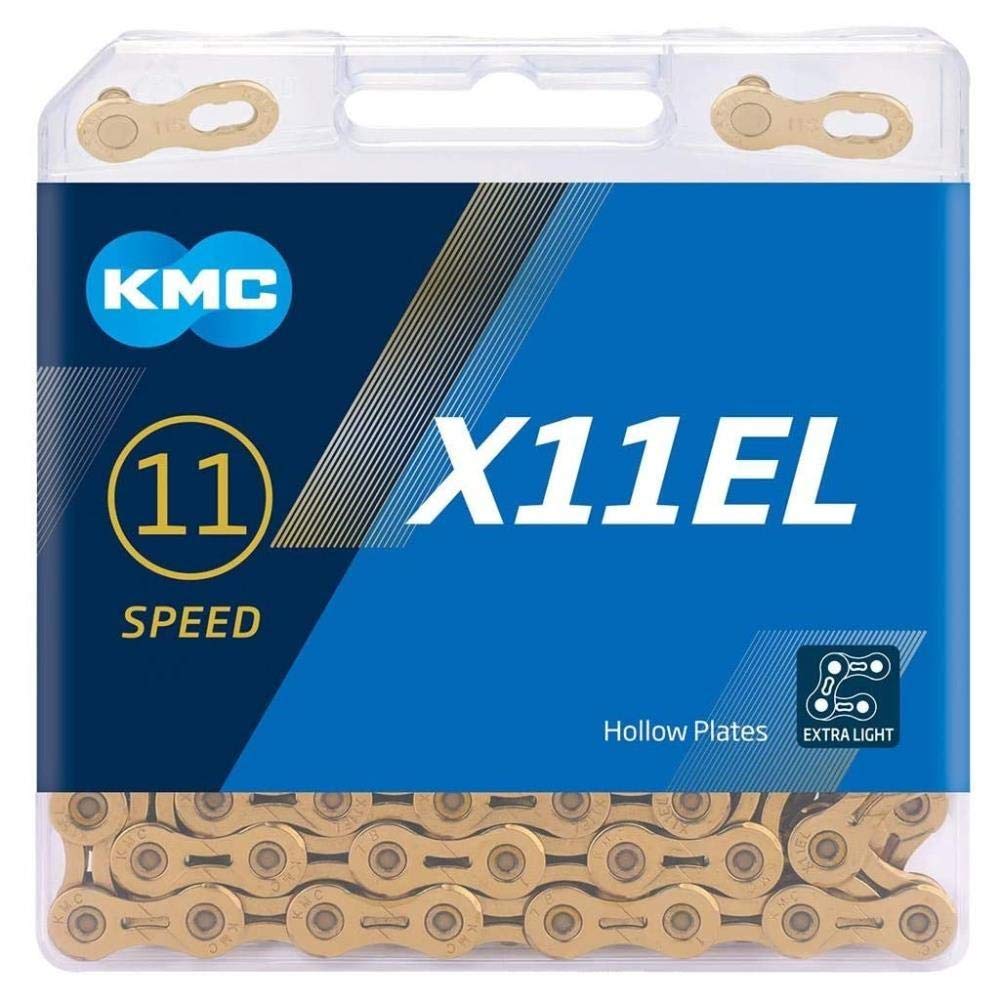 KMC X11EL 11-Speed Bicycle Chain – Ti-N Gold – 118 Links – MTB & Road