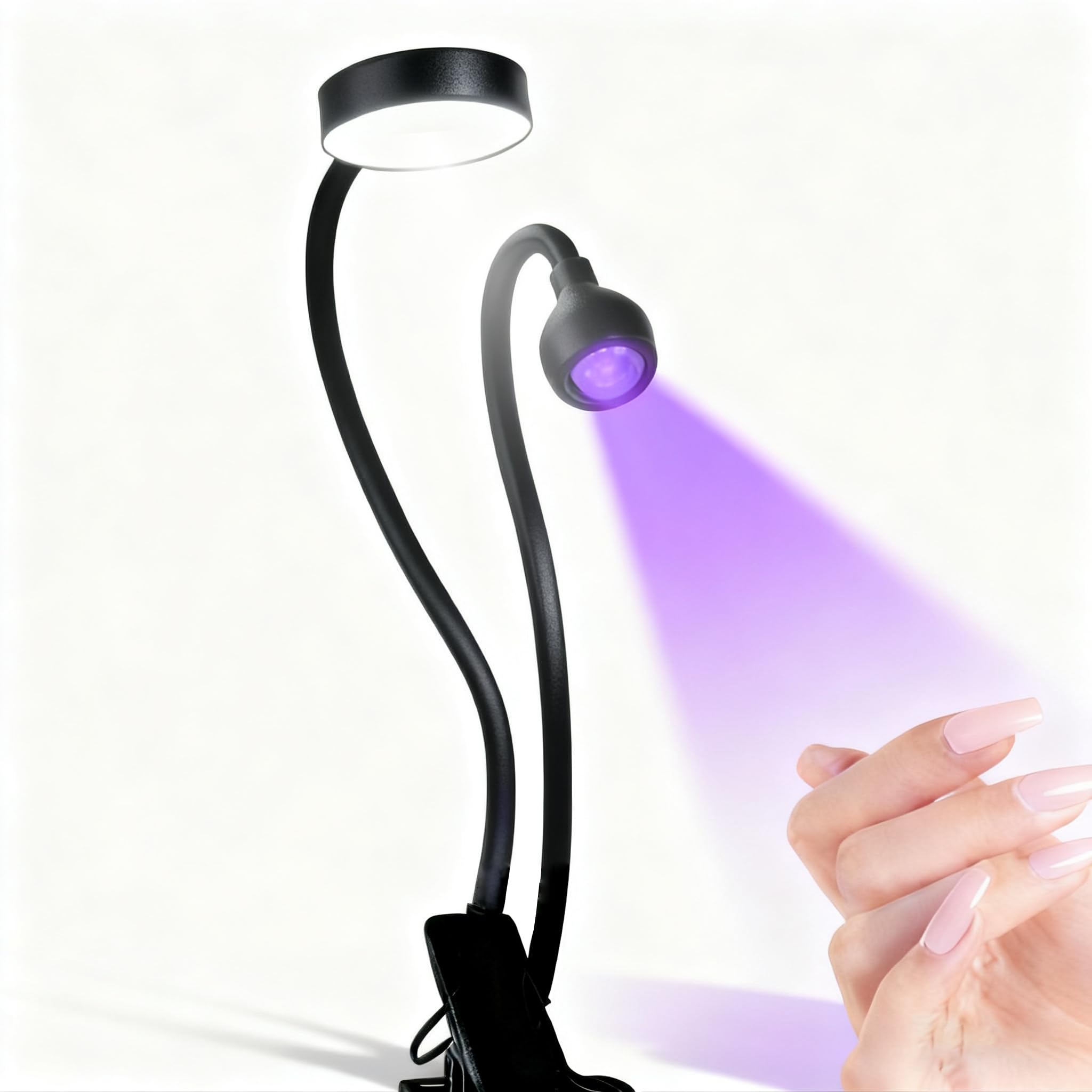 SUNATUR Mini UV Nail Lamp – 3W Gooseneck Gel Dryer with Desk Clip