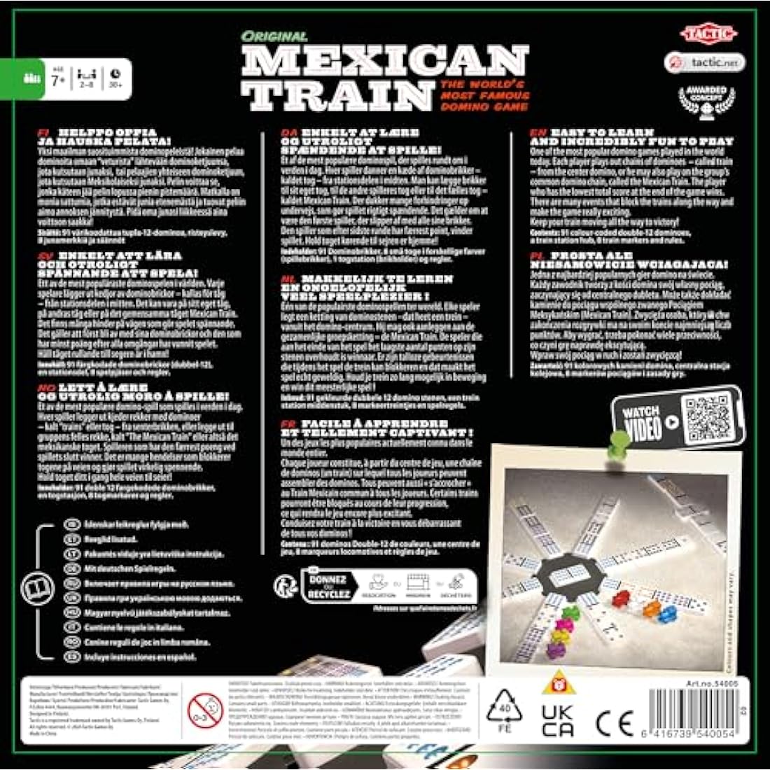Tactic Mexican Train Domino Game Set – Portable 2-8 Player Game in Tin Box