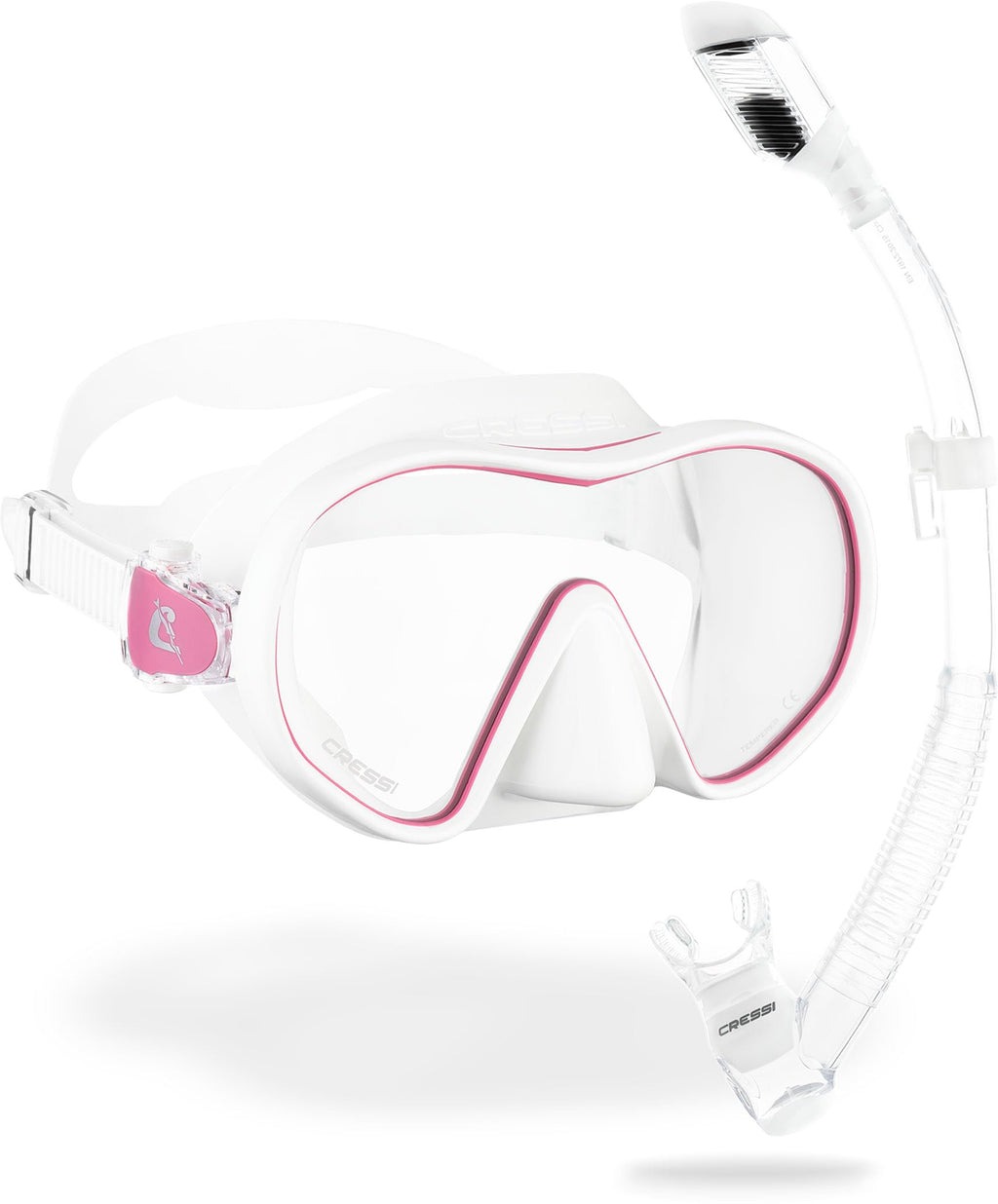 Cressi F-Dual Mask & Supernova Dry Snorkel Set – White Pink/Clear