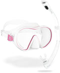 Cressi F-Dual Mask & Supernova Dry Snorkel Set – White Pink/Clear